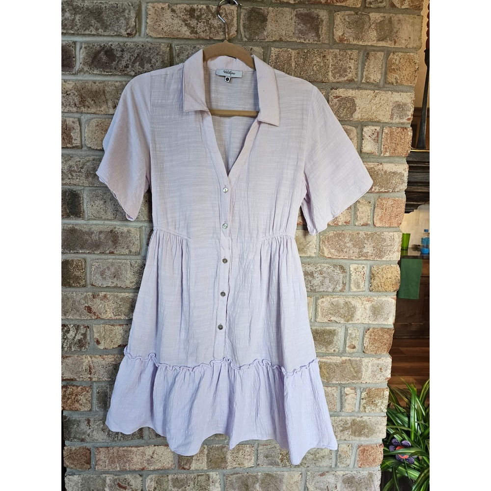 Wildfire Womens Lilac Button Front Tiered Ruffle Babydoll Tiered Dress Size‎ 6